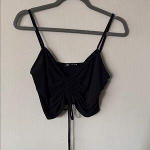 Zara Black Ruched Crop Camisole